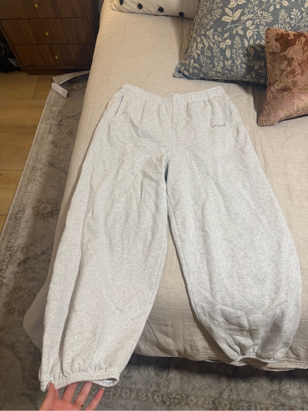 Light Gray womens Sweatpants with Elastic Cuffs